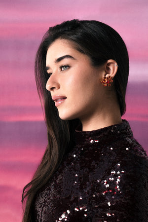 Red Bloom Stud Earrings