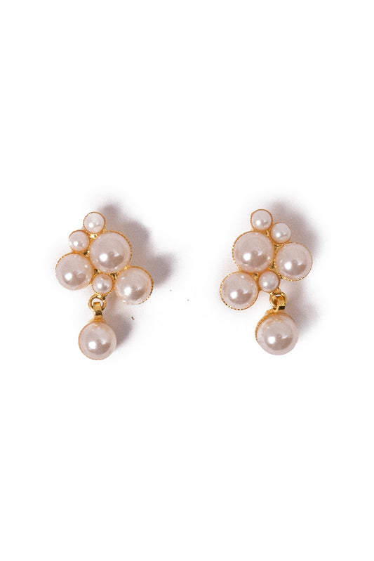 Ivory Beads Short Earrings