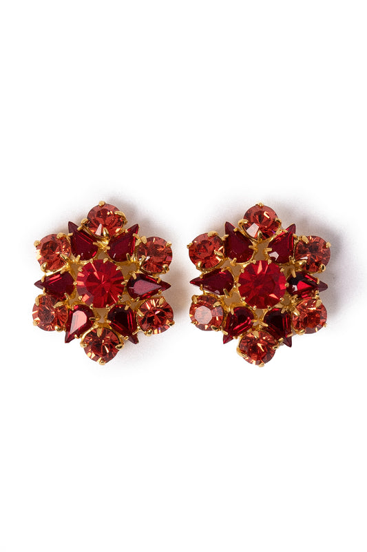 Red Bloom Stud Earrings