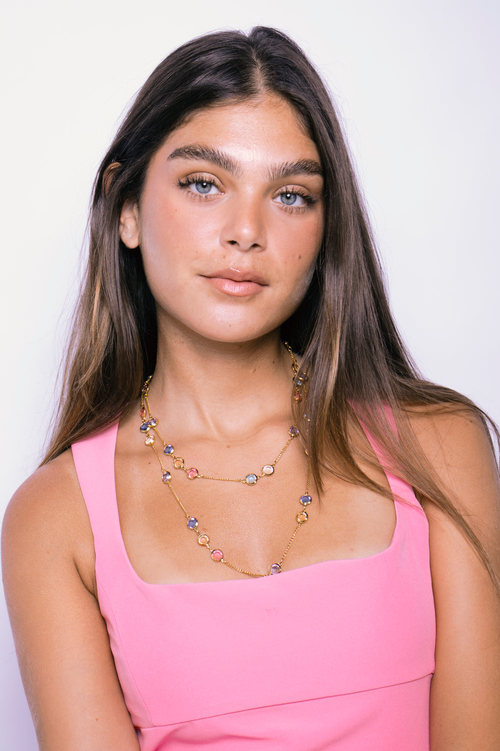 Long Crystal Chain Necklace