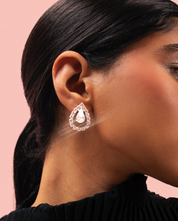 MINI SILVER PEAR EARRINGS