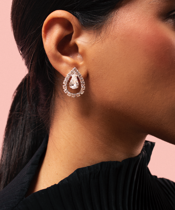 MINI SILVER PEAR EARRINGS